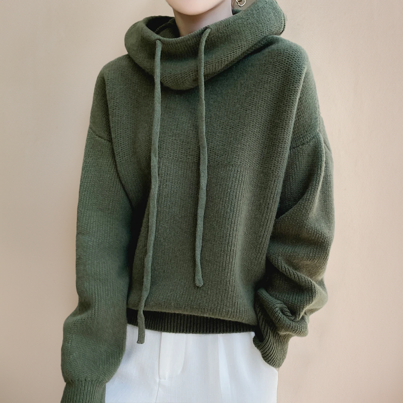 Women's Relaxed Fit Cowl Neck Knit Hoodie
