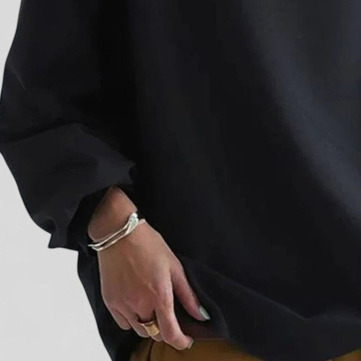 Sweat-shirt pour femme à col montant, manches longues et coupe décontractée