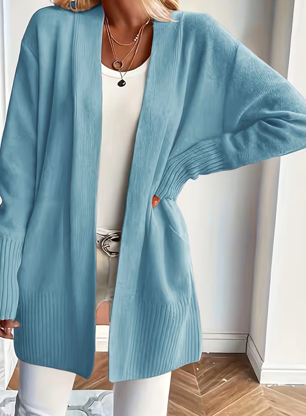Women's Relaxed Open-Front Knit Cardigan Sweater