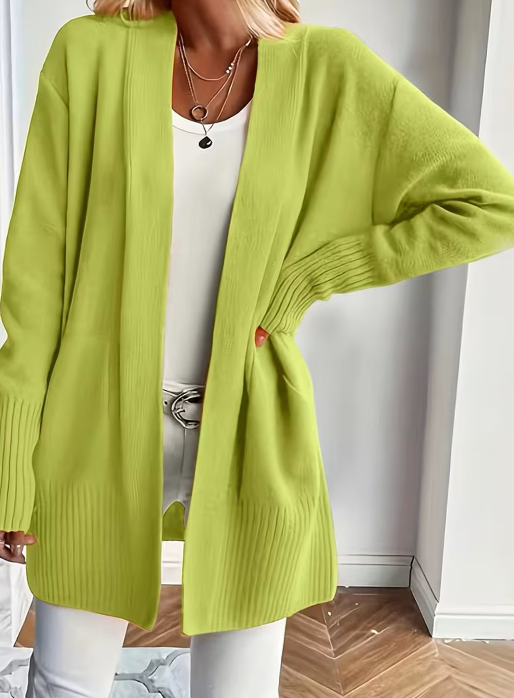 Women's Relaxed Open-Front Knit Cardigan Sweater