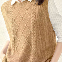 Women's Round-Neck Cable-Knit Sleeveless Sweater Vest