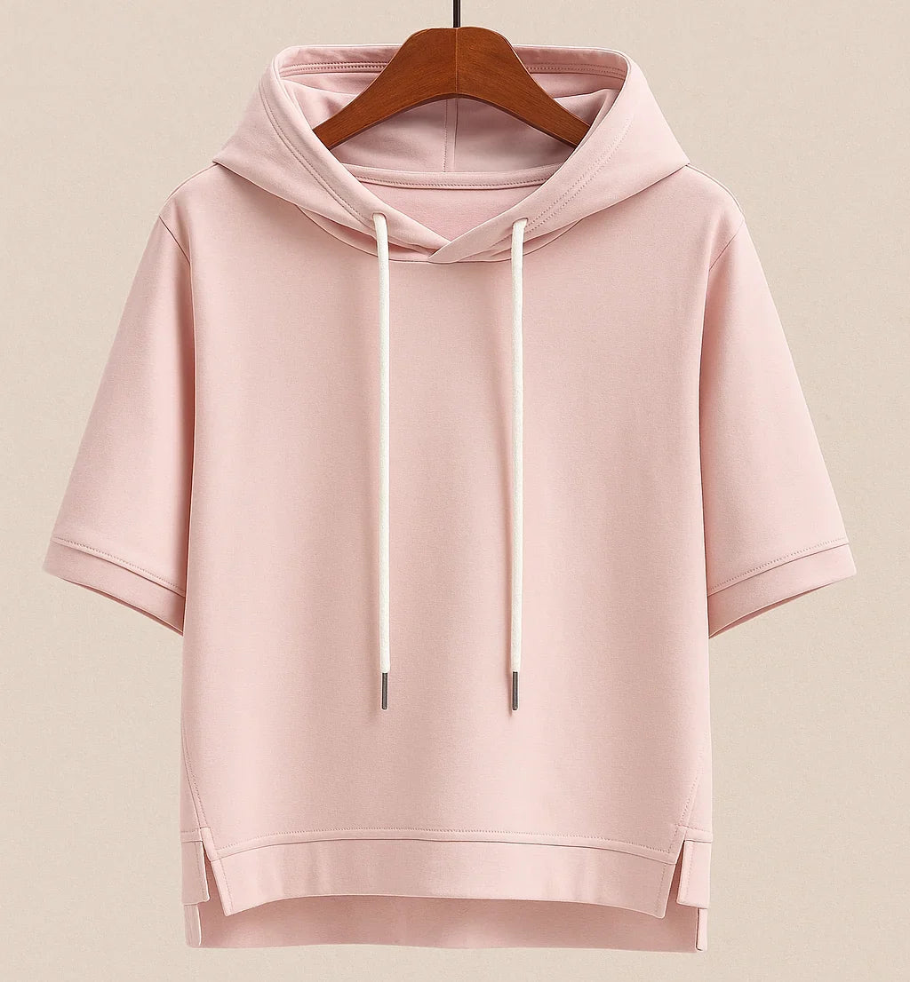Women's Short-Sleeve Cotton-Blend Hoodie