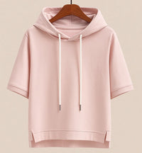 Women's Short-Sleeve Cotton-Blend Hoodie