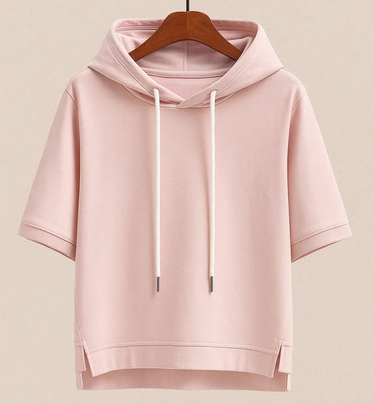 Women's Short-Sleeve Cotton-Blend Hoodie
