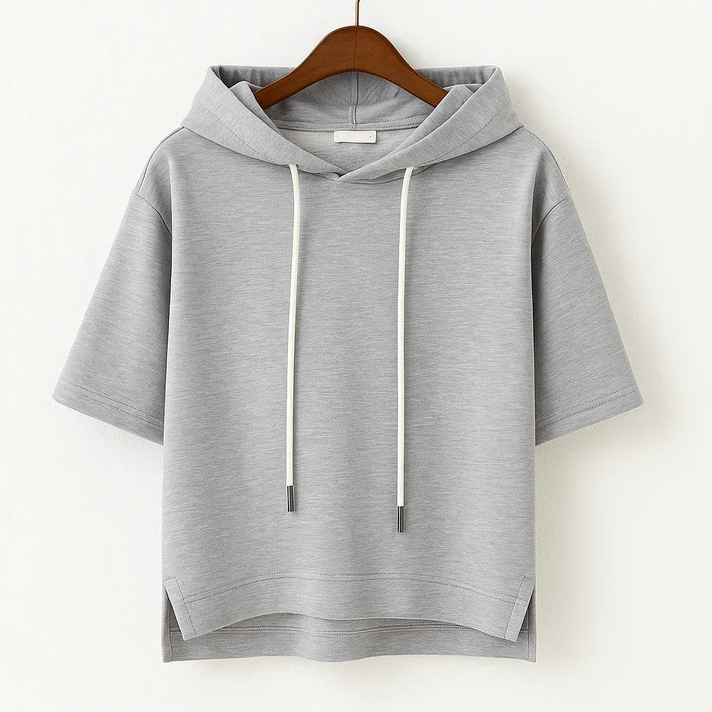 Women's Short-Sleeve Cotton-Blend Hoodie