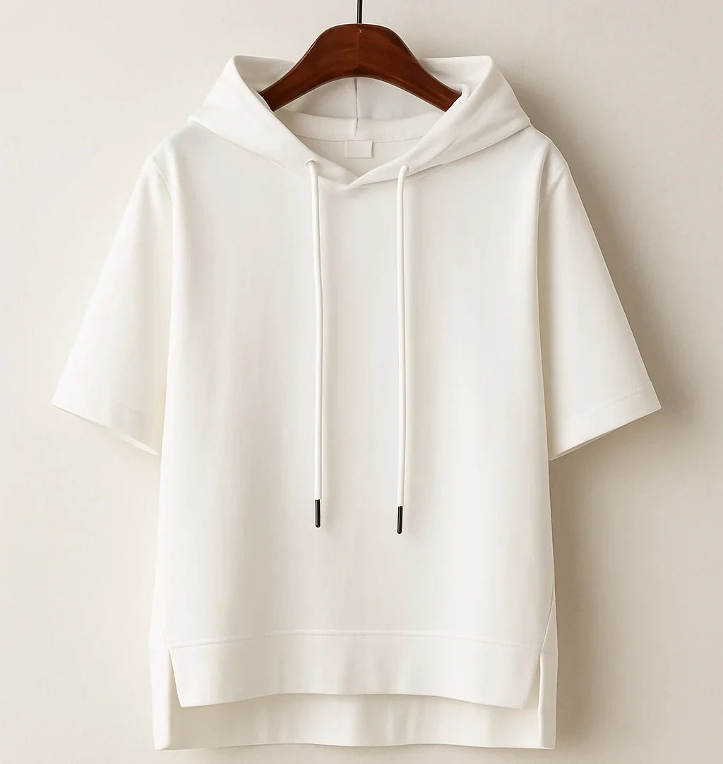Women's Short-Sleeve Cotton-Blend Hoodie