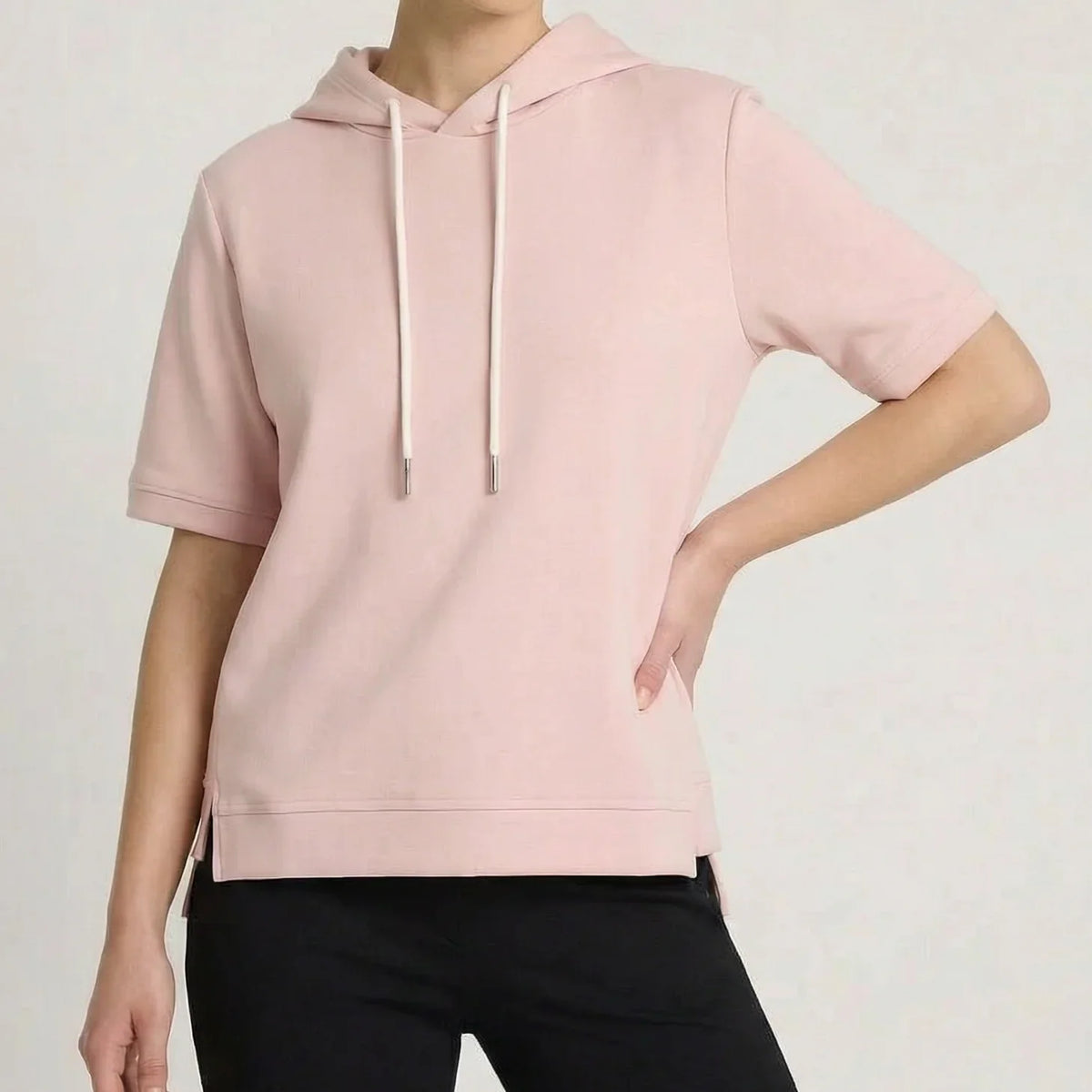 Women's Short-Sleeve Cotton-Blend Hoodie