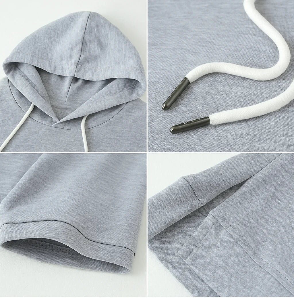 Women's Short-Sleeve Cotton-Blend Hoodie