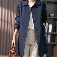 Women's Single-Breasted Longline Button-Front Trench Coat