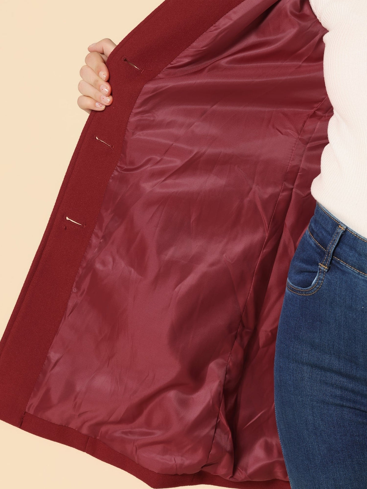 Manteau d'hiver structuré pour femme à revers simple boutonnage