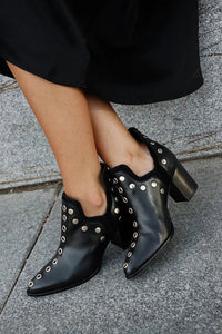 Women's Studded Pointed-Toe Block-Heel Ankle Boots