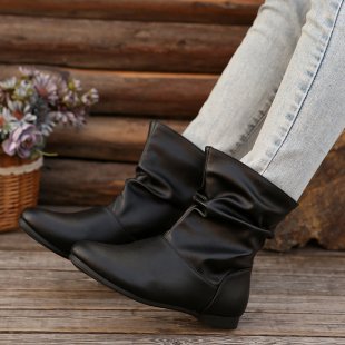 Women's Stylish Ankle Boots with Elegant Ruched Design and Soft Upper