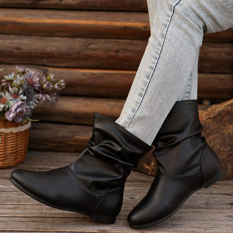 Women's Stylish Ankle Boots with Elegant Ruched Design and Soft Upper