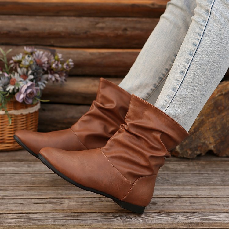 Women's Stylish Ankle Boots with Elegant Ruched Design and Soft Upper