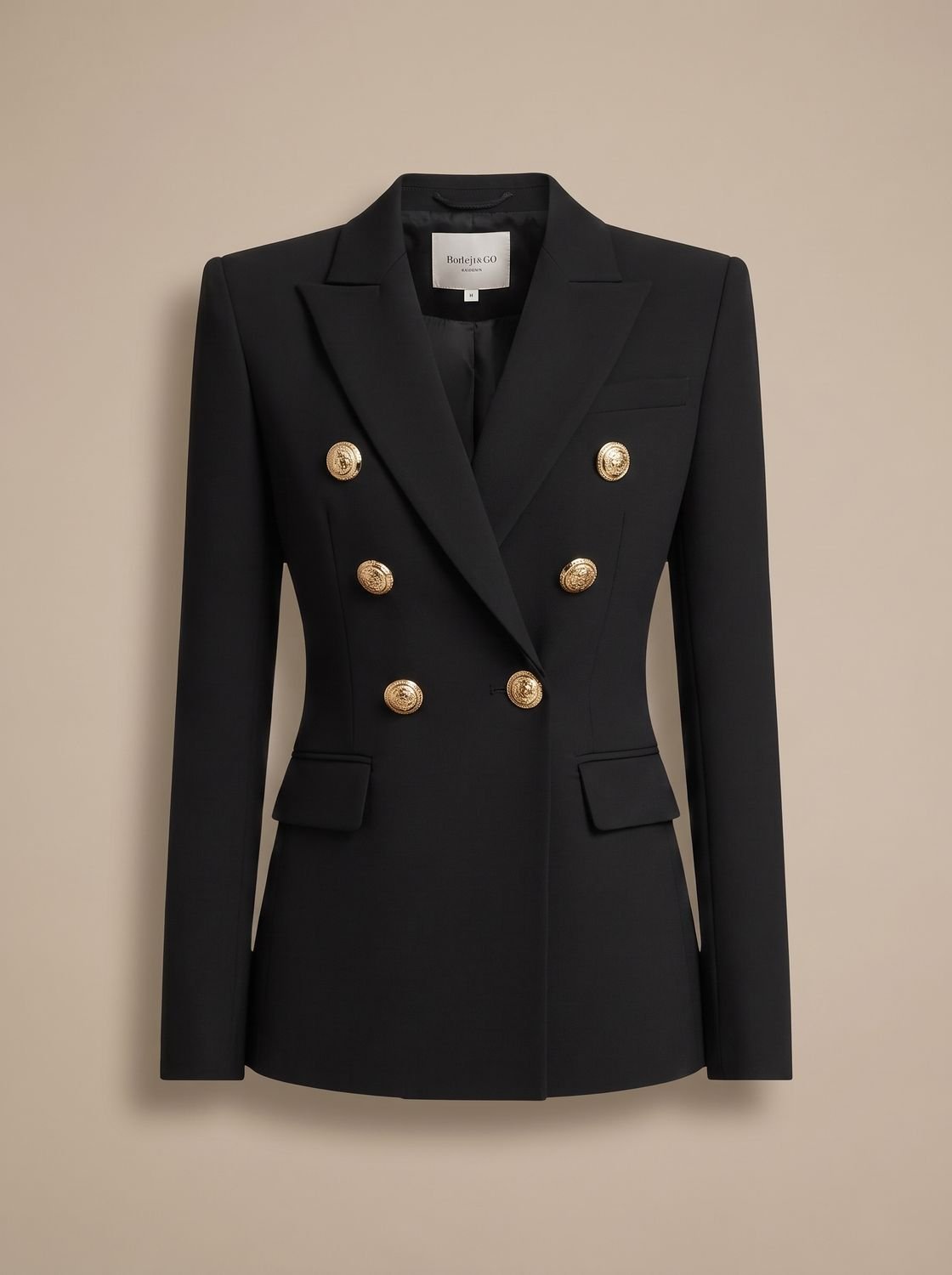 Blazer ajusté à double boutonnage pour femme, avec boutons dorés