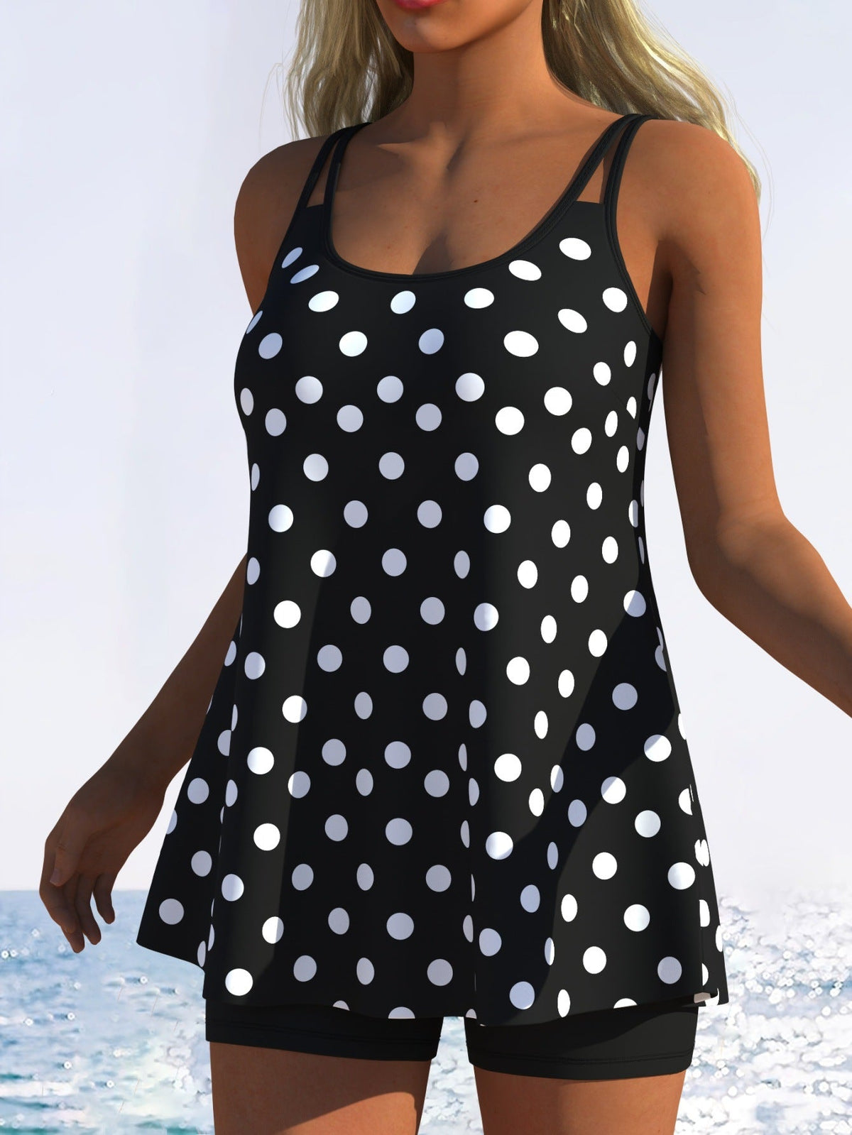 Tankini pour femme à rayures fantaisie et coupe originale