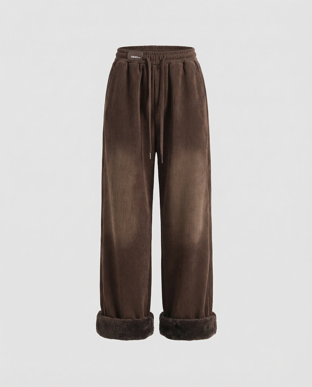 Pantalon thermique pour femme en velours côtelé doublé de polaire effet peluche
