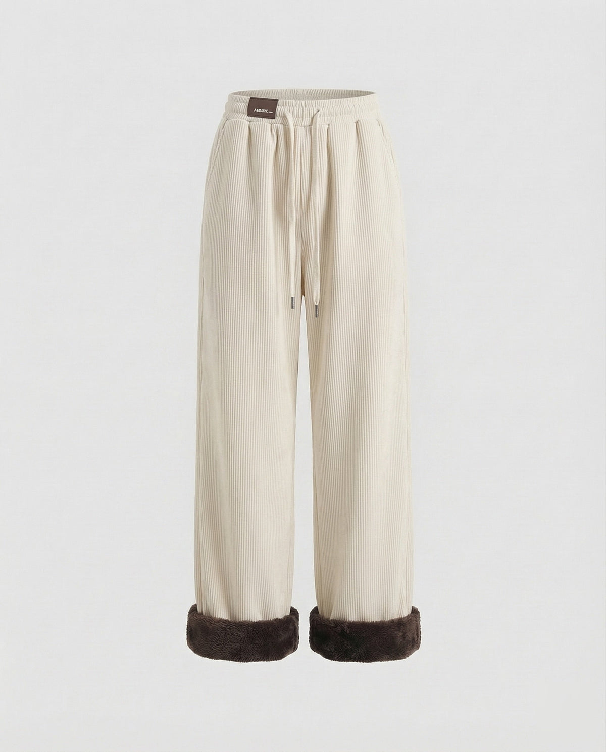 Pantalon thermique pour femme en velours côtelé doublé de polaire effet peluche