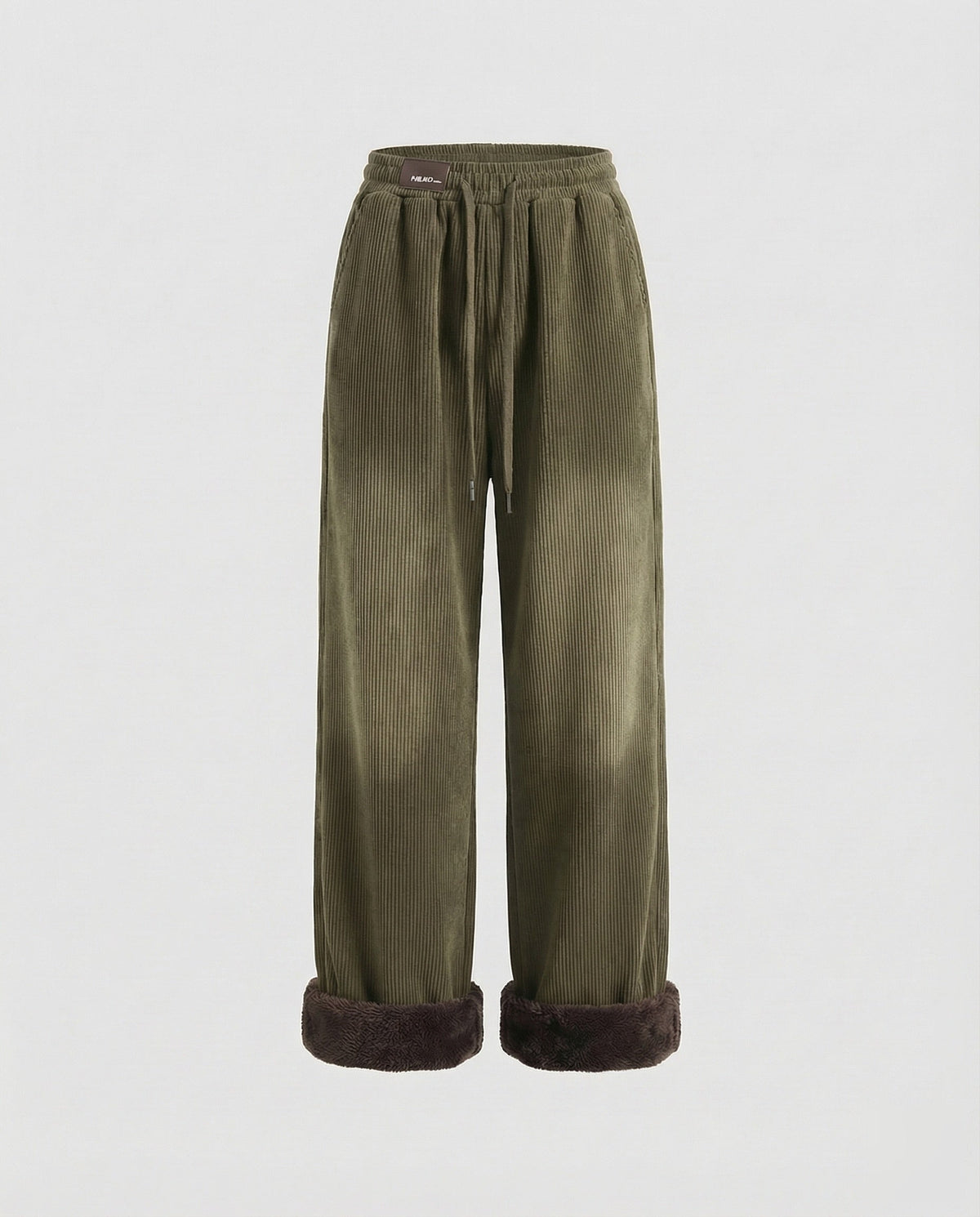 Pantalon thermique pour femme en velours côtelé doublé de polaire effet peluche