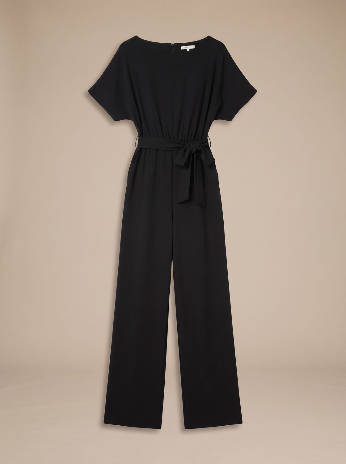 Combinaison courte à manches courtes pour femme, à jambes larges et ceinture à nouer