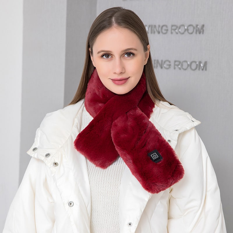 Women's USB Electric Heated Faux Fur Scarf with 3 Temperature Levels