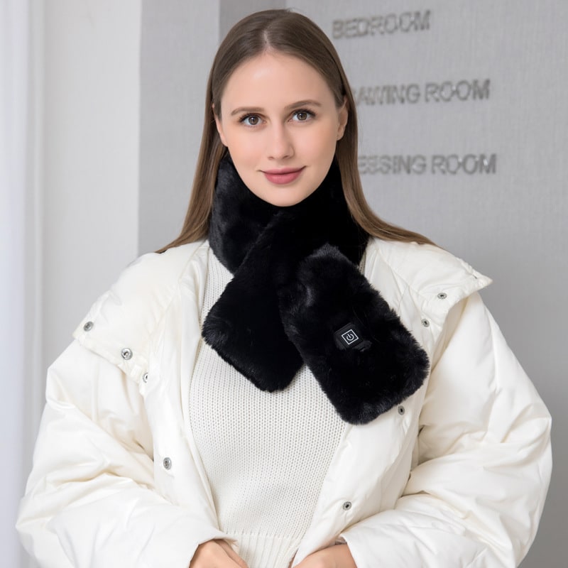Women's USB Electric Heated Faux Fur Scarf with 3 Temperature Levels