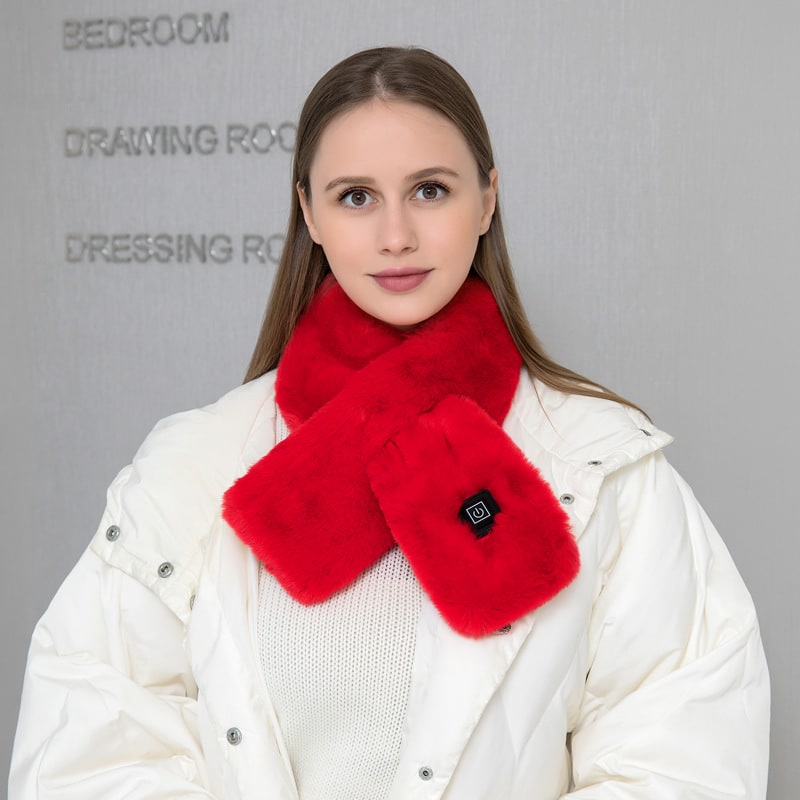 Women's USB Electric Heated Faux Fur Scarf with 3 Temperature Levels