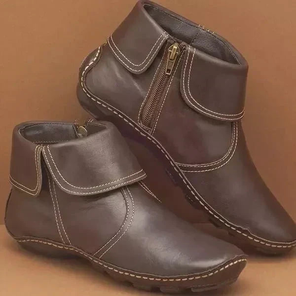 Bottines pour femme de style vintage avec surpiqûres contrastantes