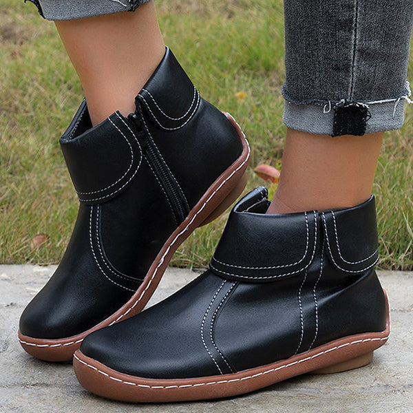 Bottines pour femme de style vintage avec surpiqûres contrastantes