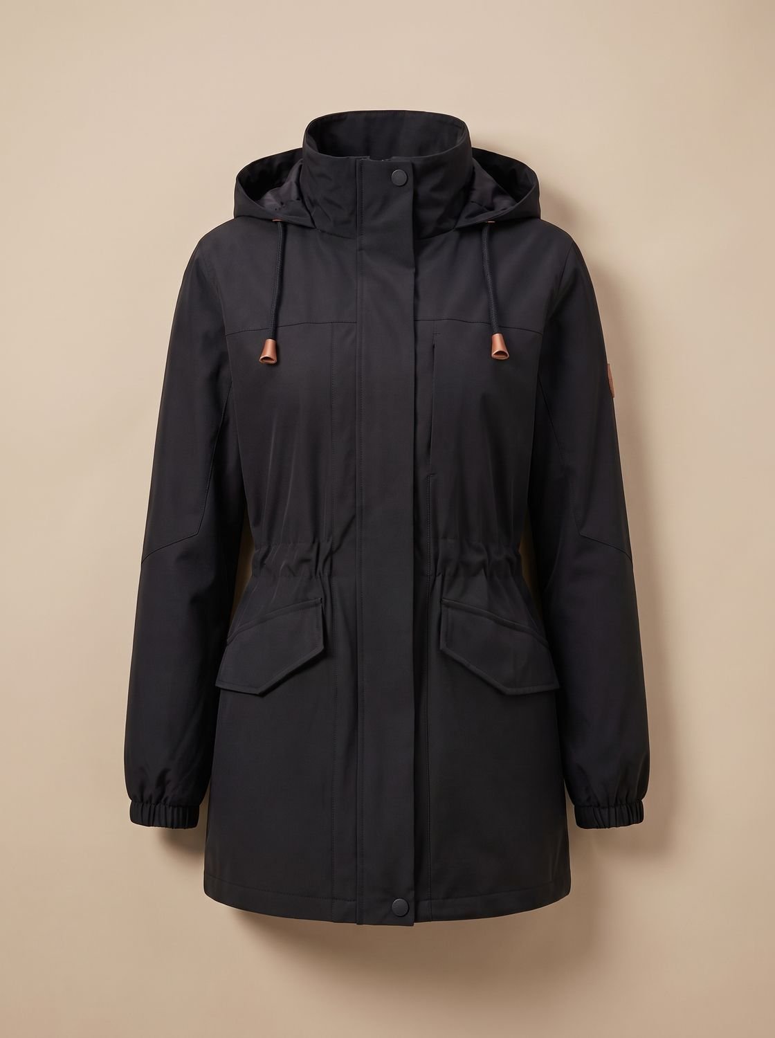Women's Water-Resistant Hooded Drawstring Parka Coat