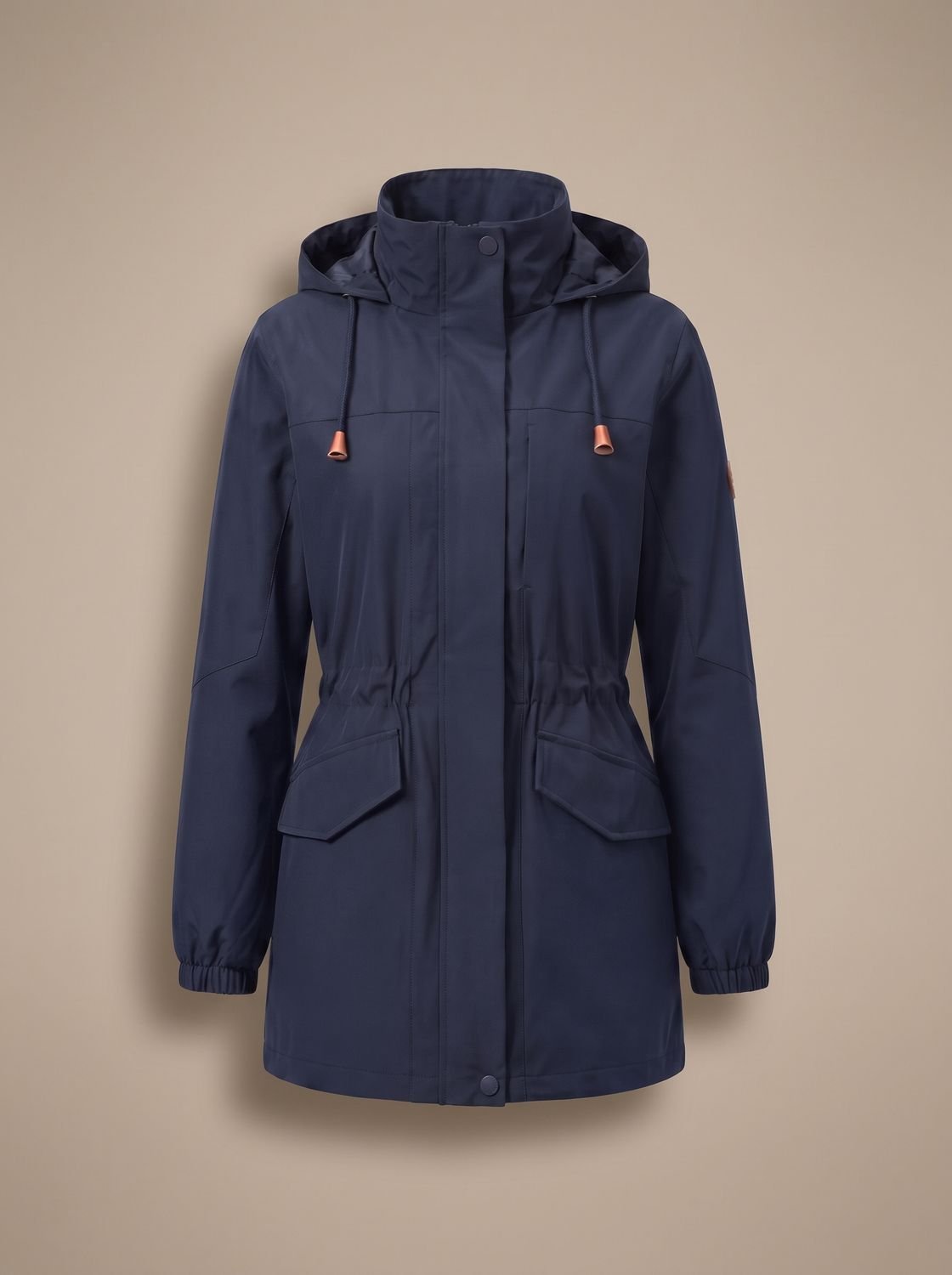 Women's Water-Resistant Hooded Drawstring Parka Coat