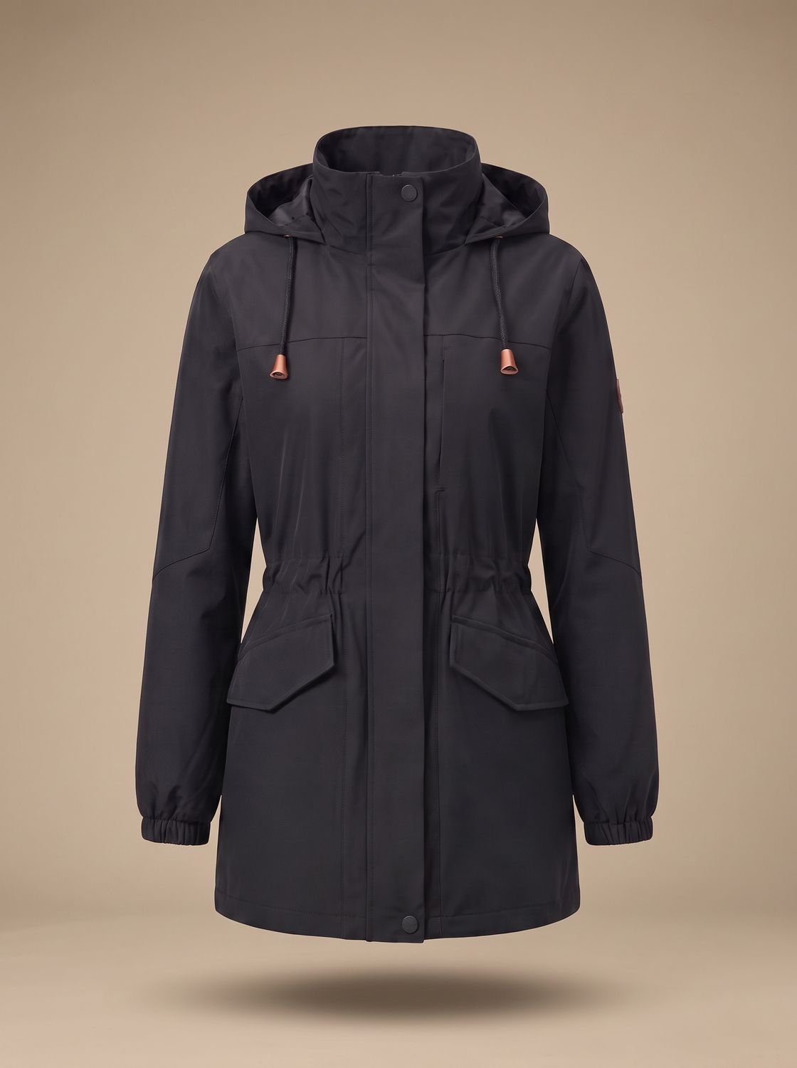 Women's Water-Resistant Hooded Drawstring Parka Coat