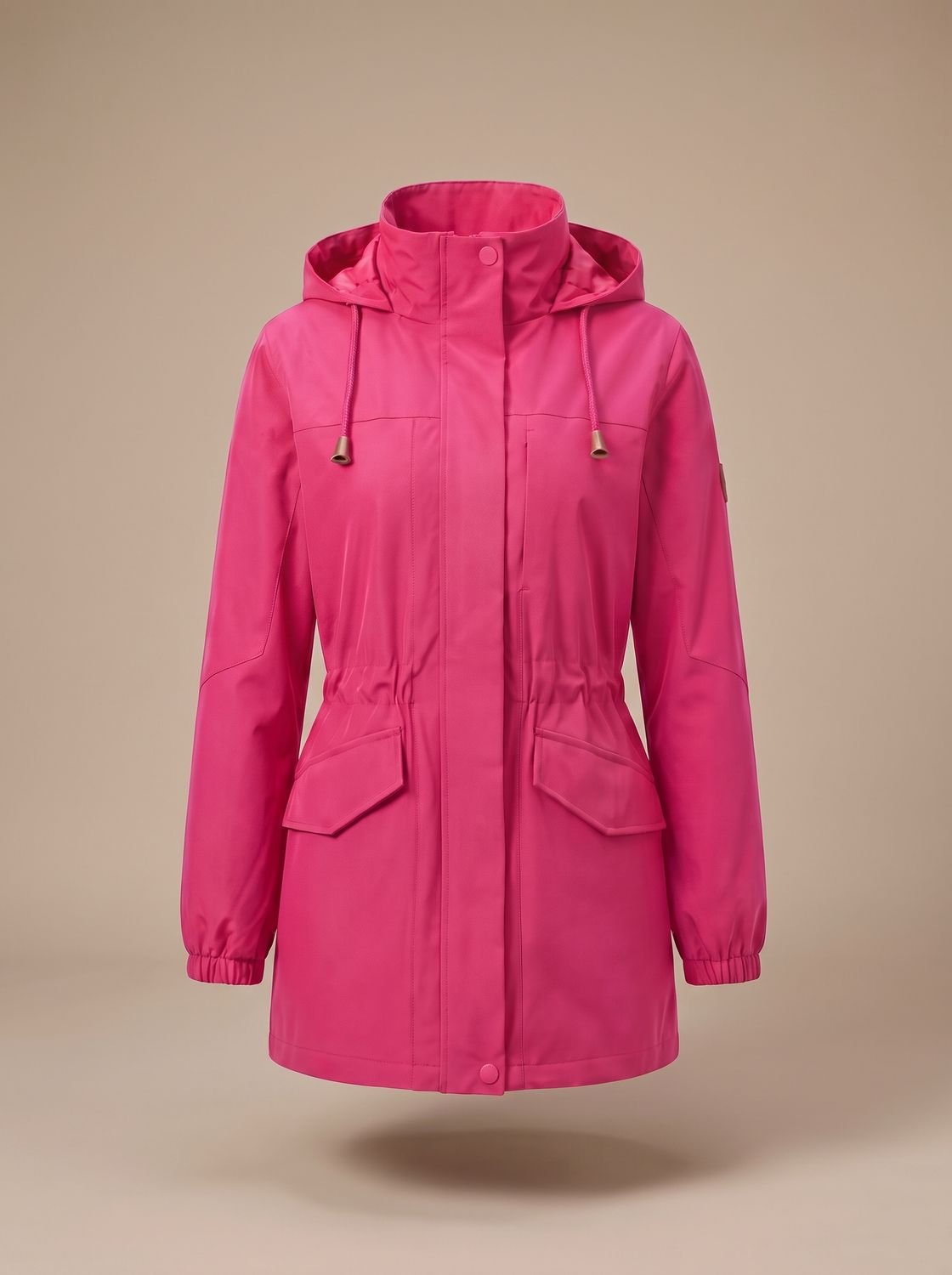 Women's Water-Resistant Hooded Drawstring Parka Coat