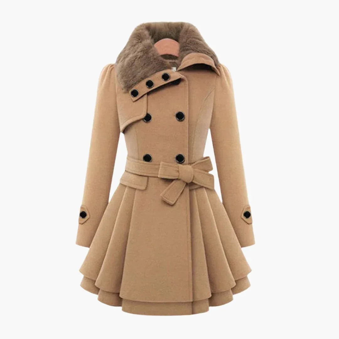 Women's Winter Coat with Belt and Button Closure