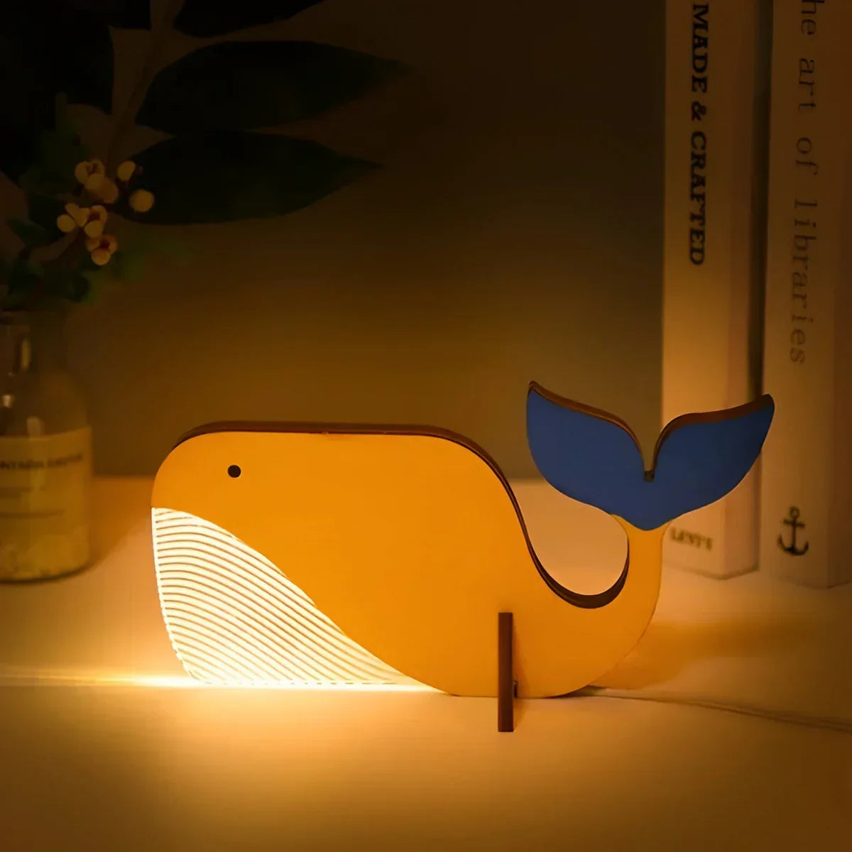 Lampe de table en bois en forme d’animal