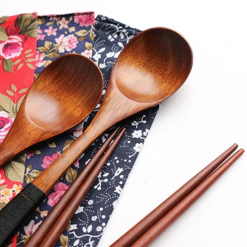 Wooden Chopstick and Spoon Set