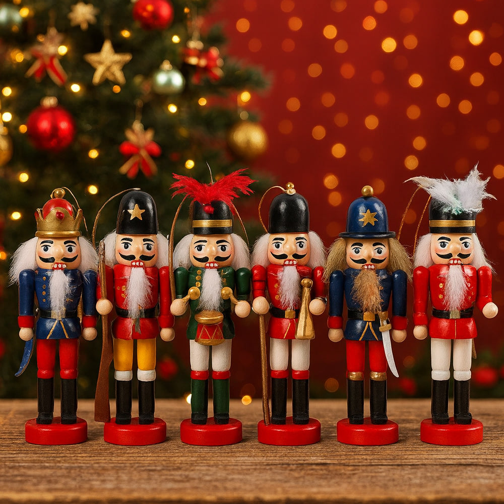 Wooden Nutcracker Figurines – 12.5 cm, Set of 6