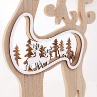 Wooden Reindeer Figurine Decoration