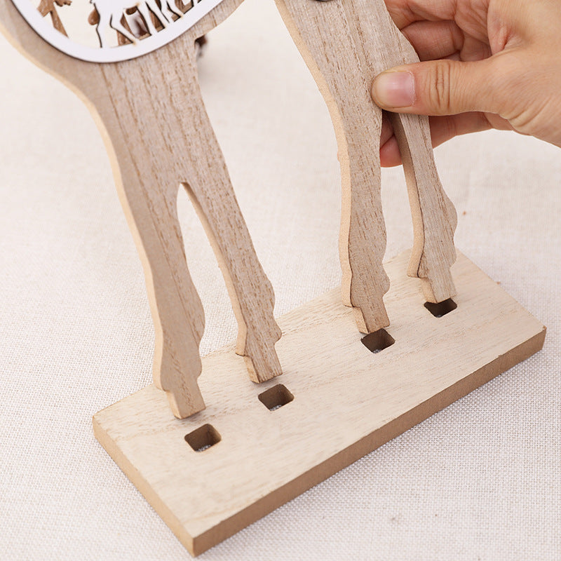 Wooden Reindeer Figurine Decoration
