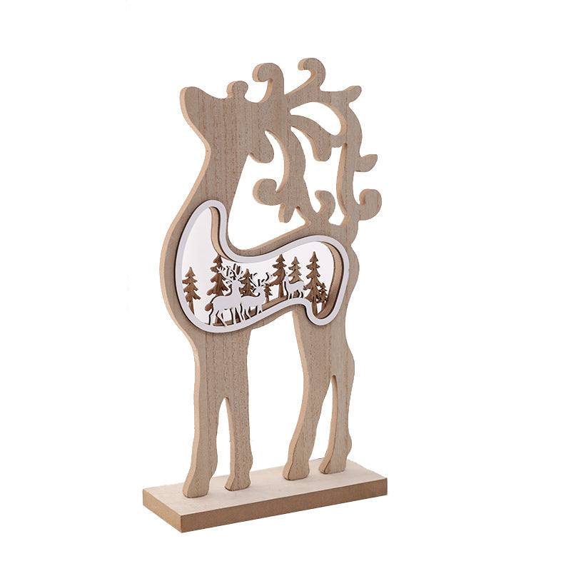 Wooden Reindeer Figurine Decoration