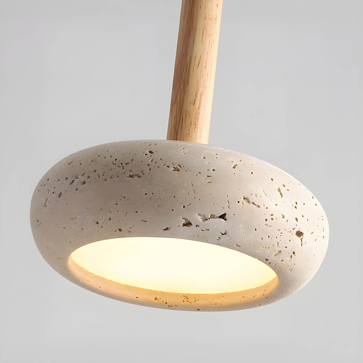Yellow Travertine Pendant Lamp — Stone Fixture, Warm Glow
